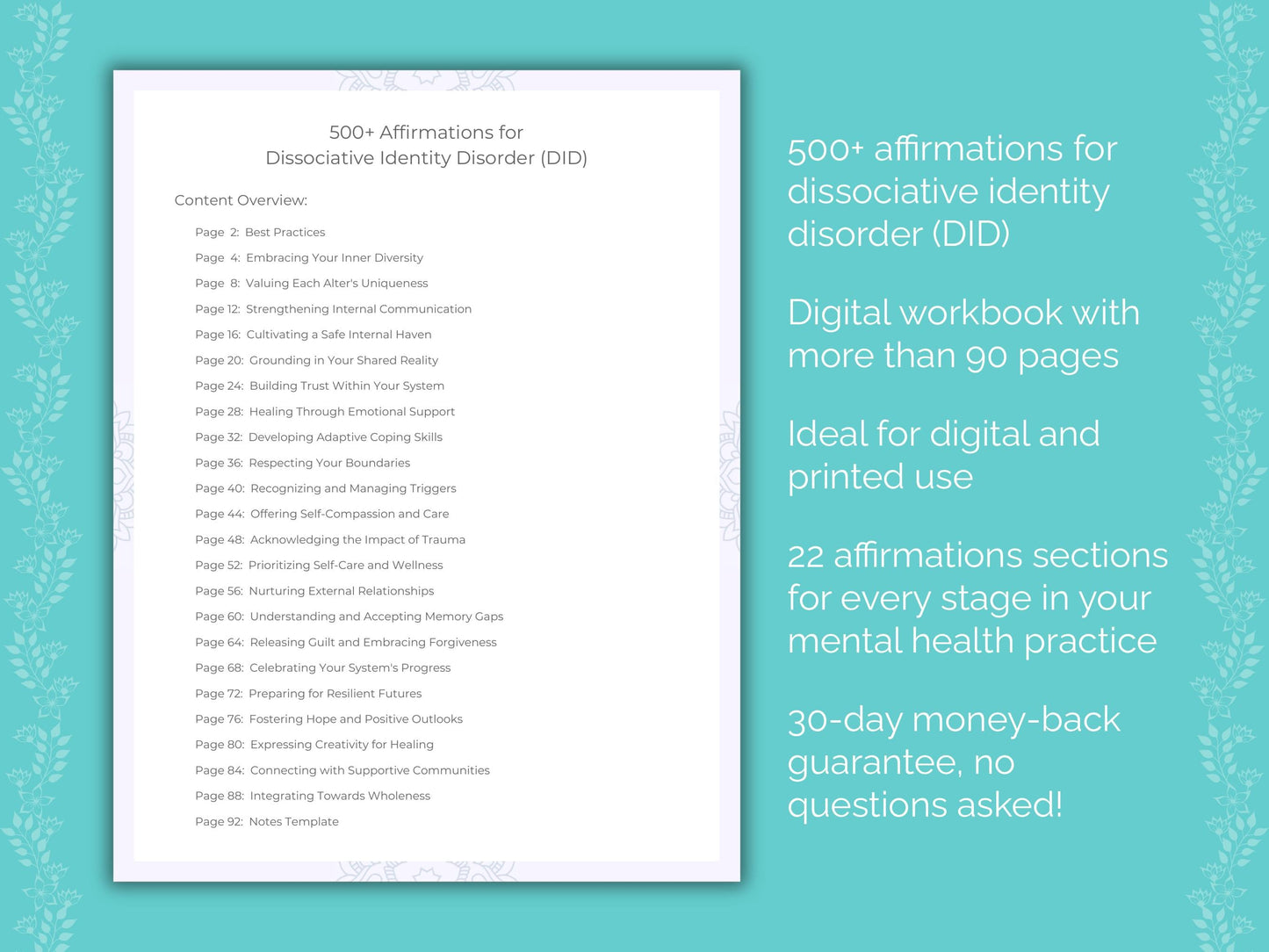 Dissociative Identity Disorder (DID) Mental Health Therapist Worksheets