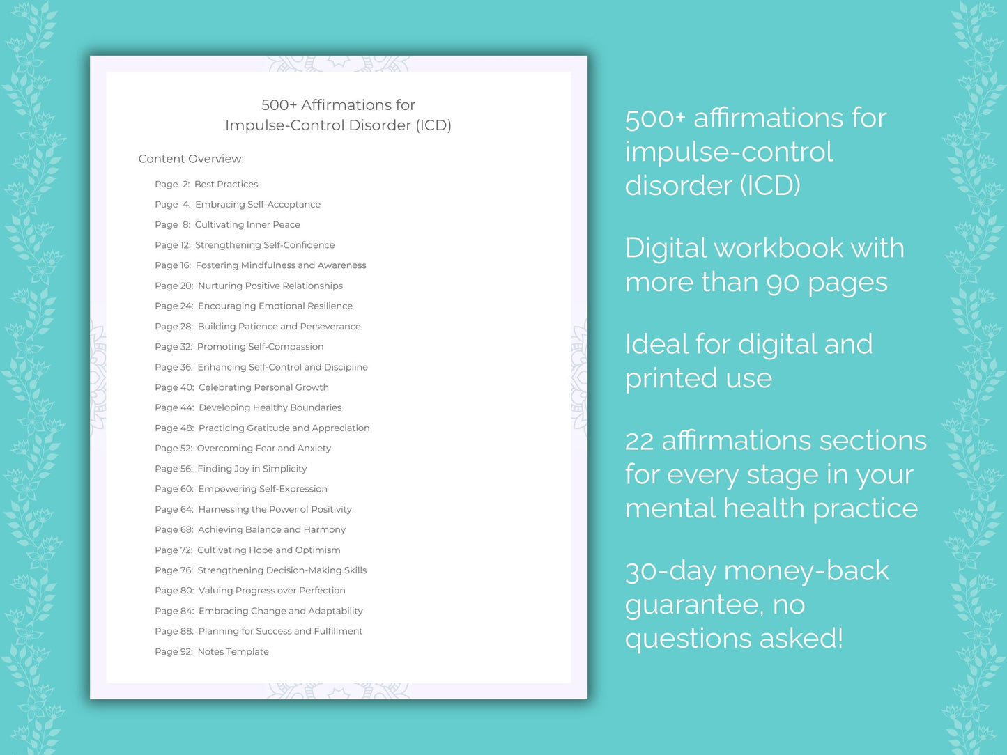 Impulse-Control Disorder (ICD) Mental Health Therapist Worksheets