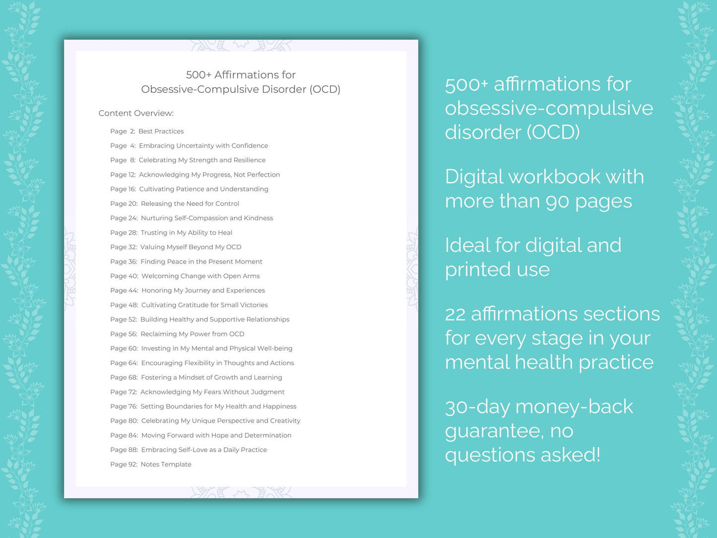 Obsessive-Compulsive Disorder (OCD) Mental Health Therapist Worksheets