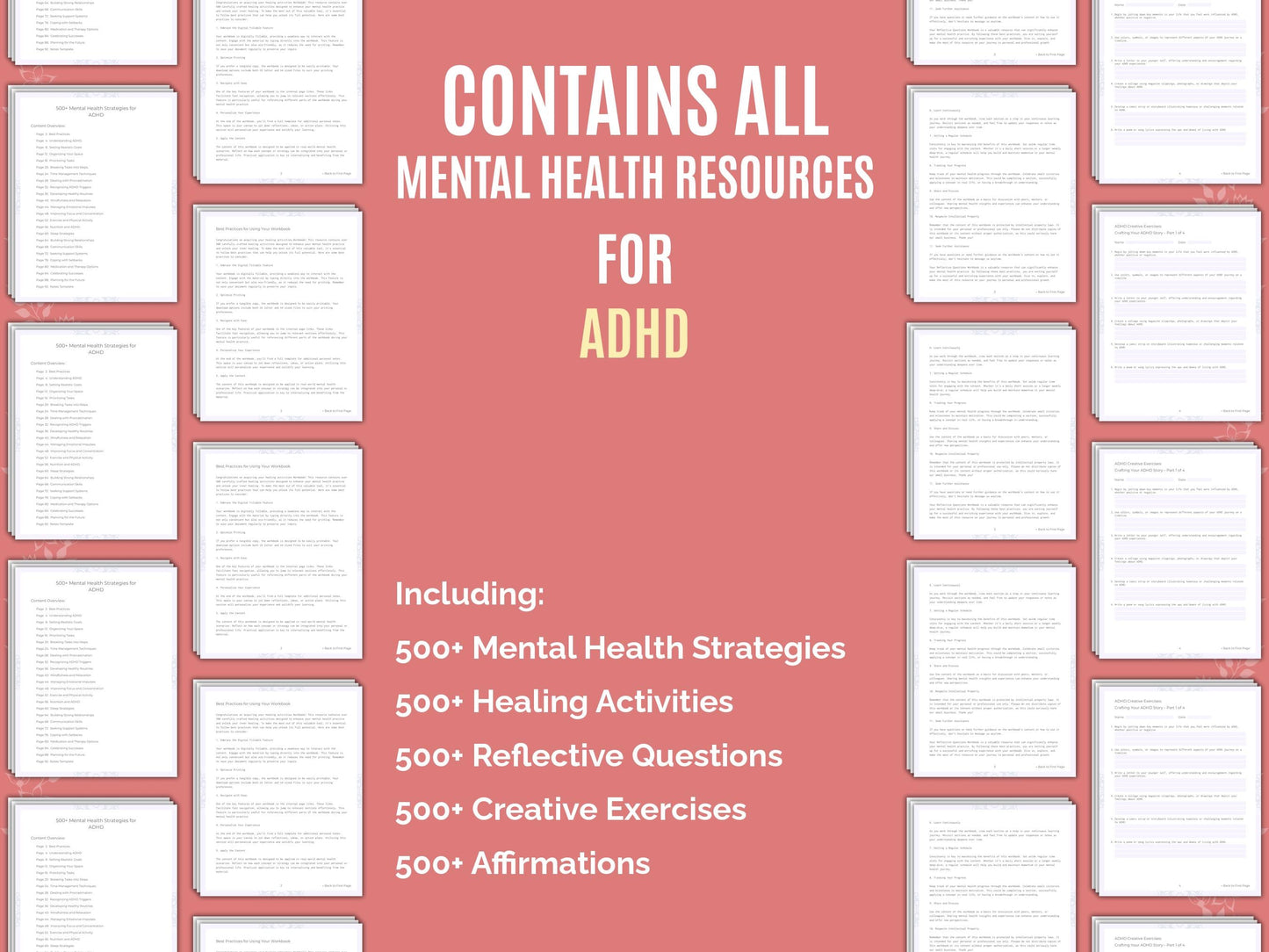 ADHD Mental Health Therapist Worksheets