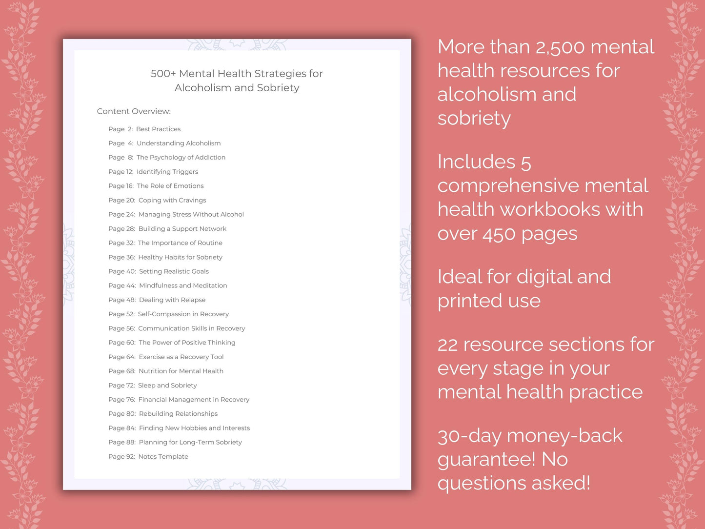 Alcoholism and Sobriety Mental Health Counseling Templates