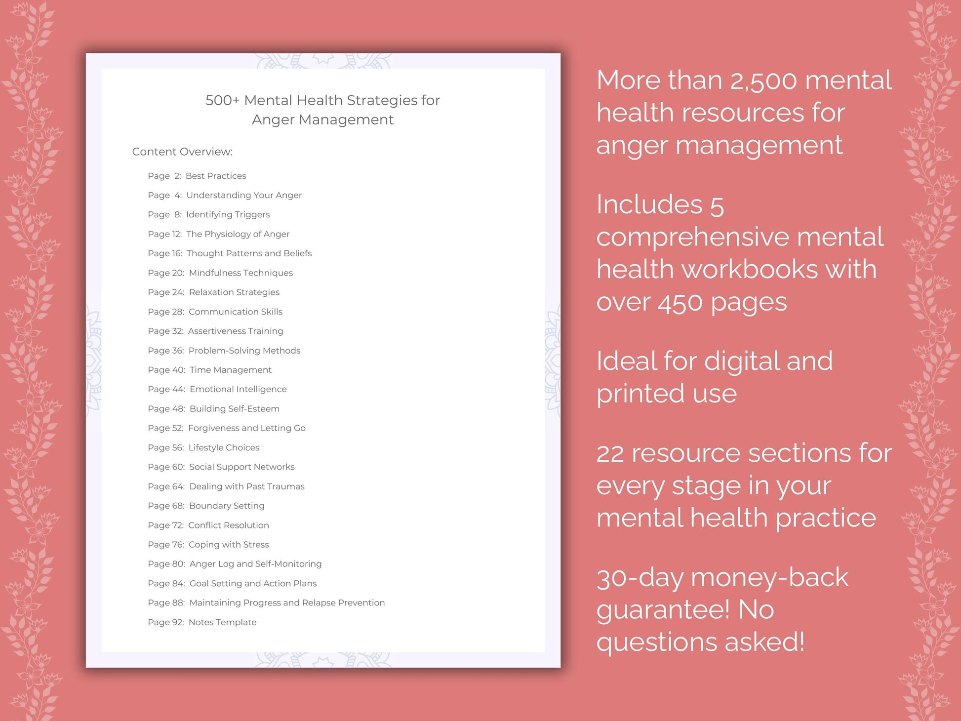 Anger Management Mental Health Counseling Templates