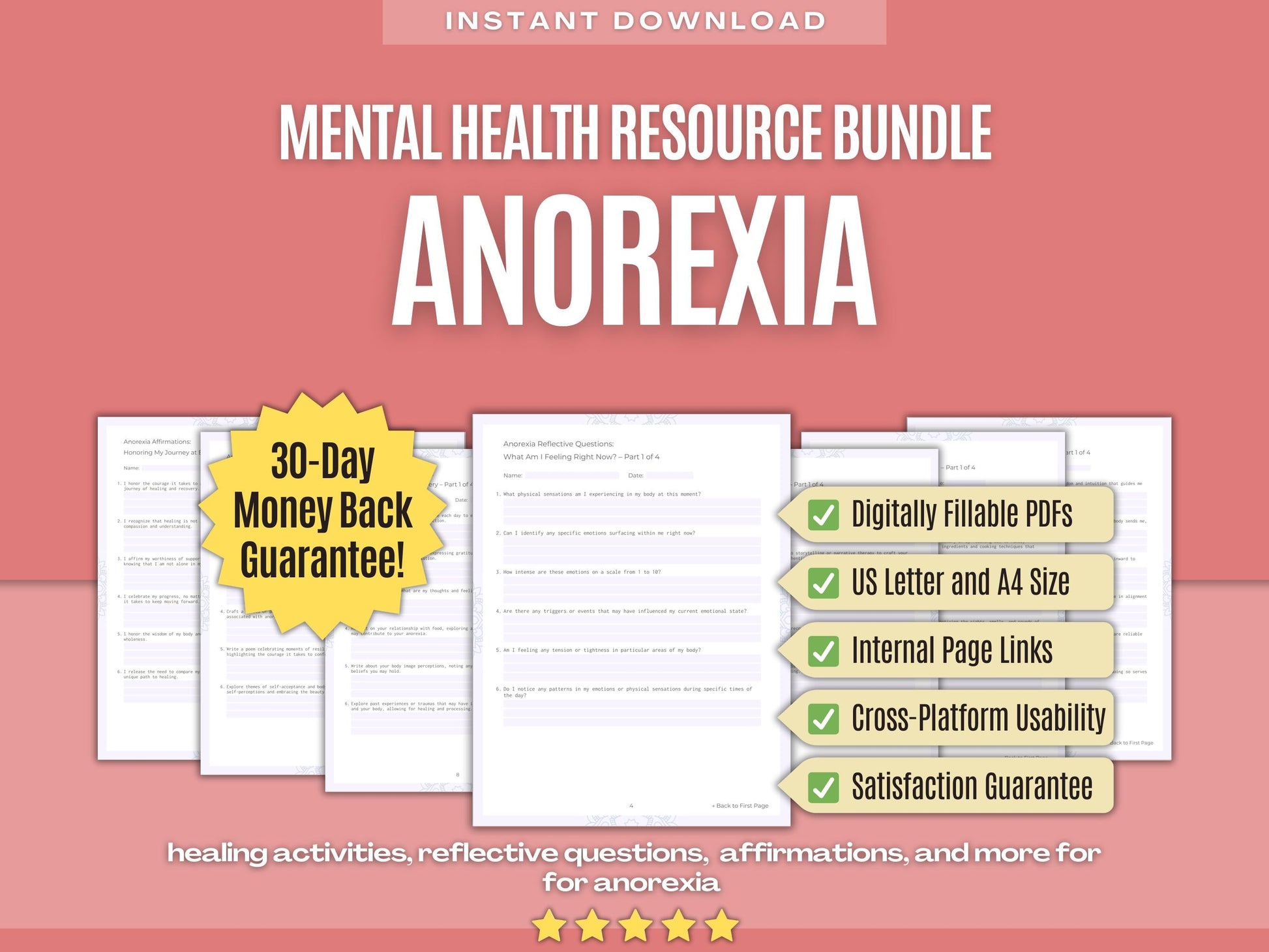 Anorexia Mental Health Psychology Workbooks