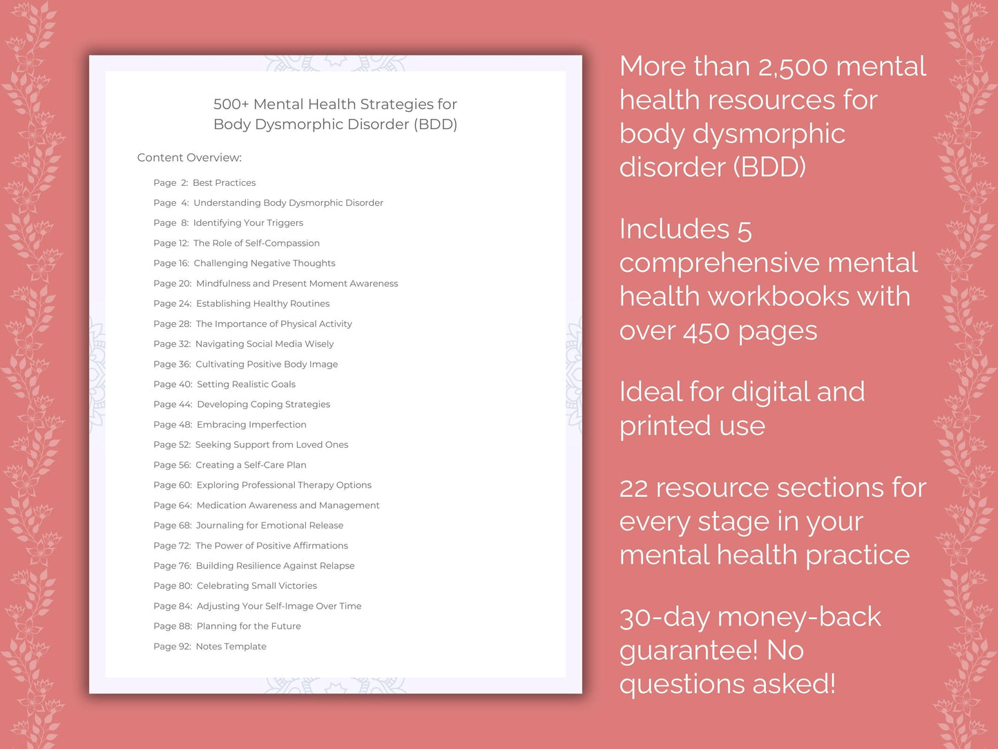 Body Dysmorphic Disorder (BDD) Mental Health Counseling Templates