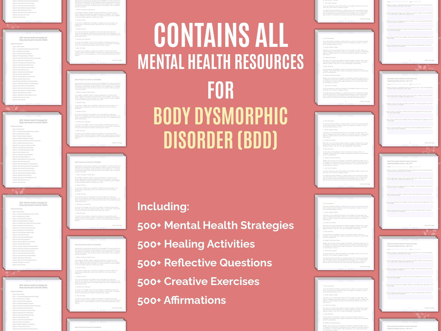 Body Dysmorphic Disorder (BDD) Mental Health Therapist Worksheets