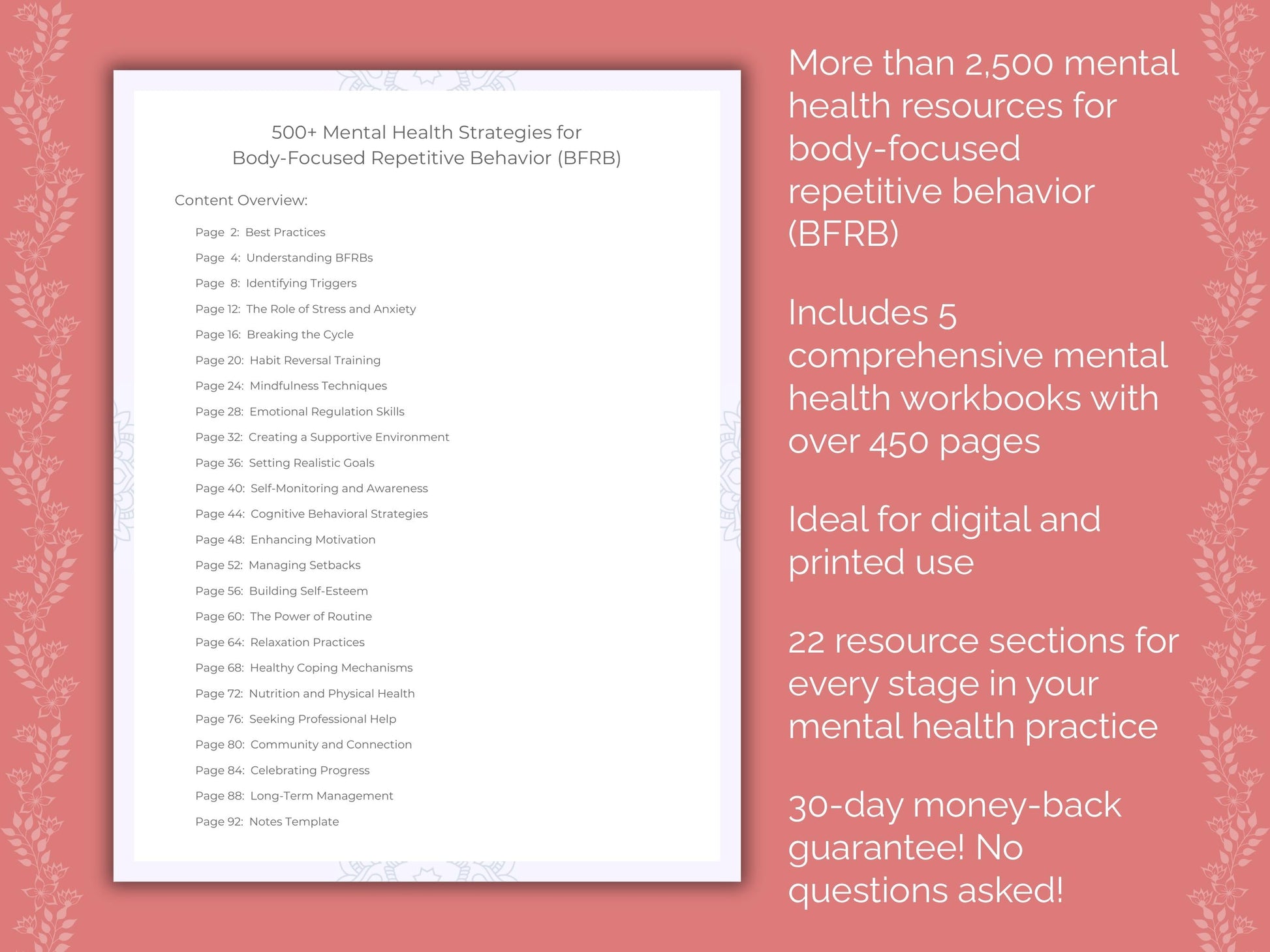 Body-Focused Repetitive Behavior (BFRB) Mental Health Counseling Templates