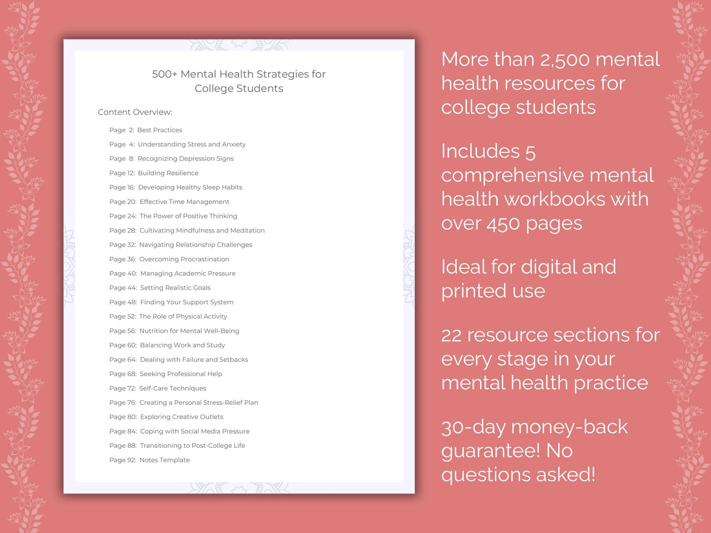 College Students Mental Health Counseling Templates