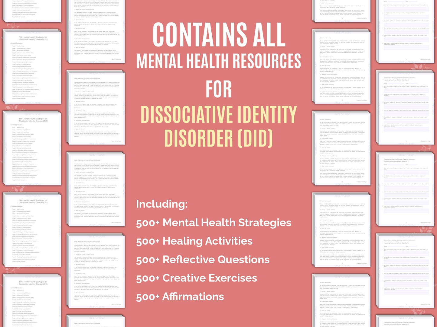 Dissociative Identity Disorder (DID) Mental Health Therapist Worksheets