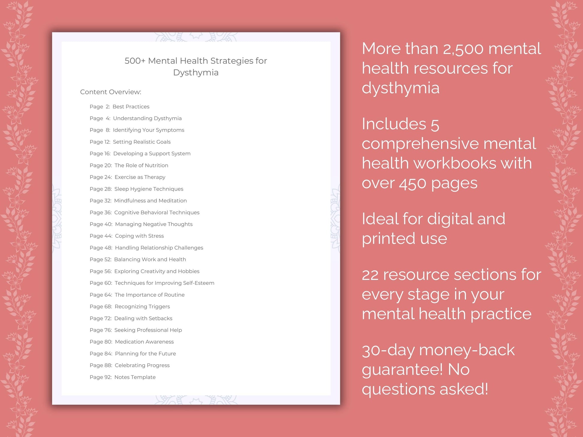 Dysthymia Mental Health Counseling Templates