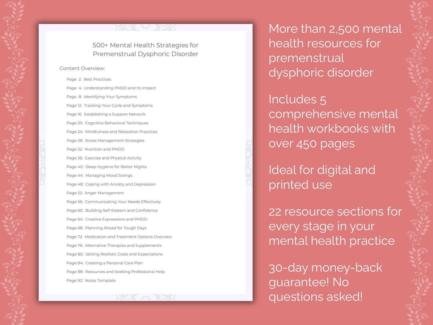 Premenstrual Dysphoric Disorder Mental Health Counseling Templates