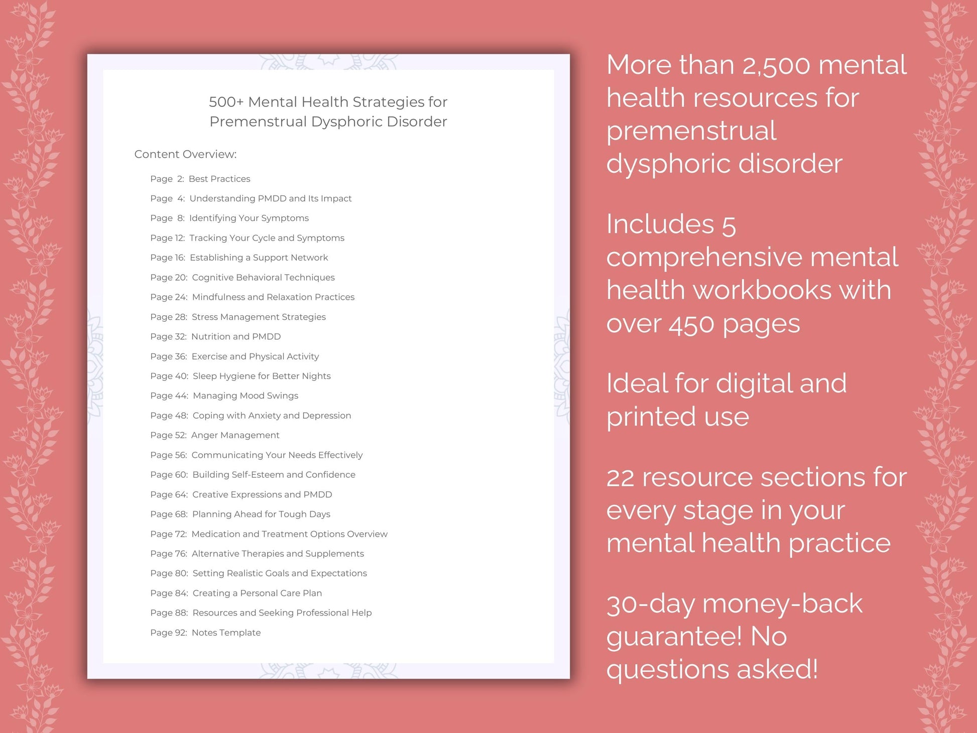 Premenstrual Dysphoric Disorder Mental Health Counseling Templates