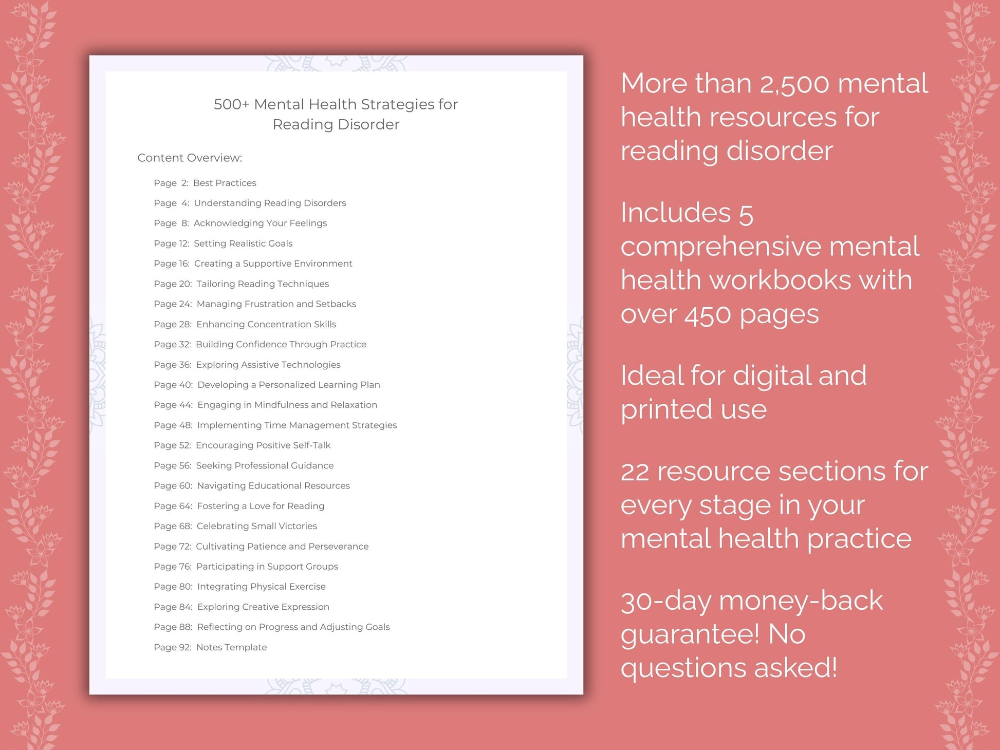 Reading Disorder Mental Health Counseling Templates