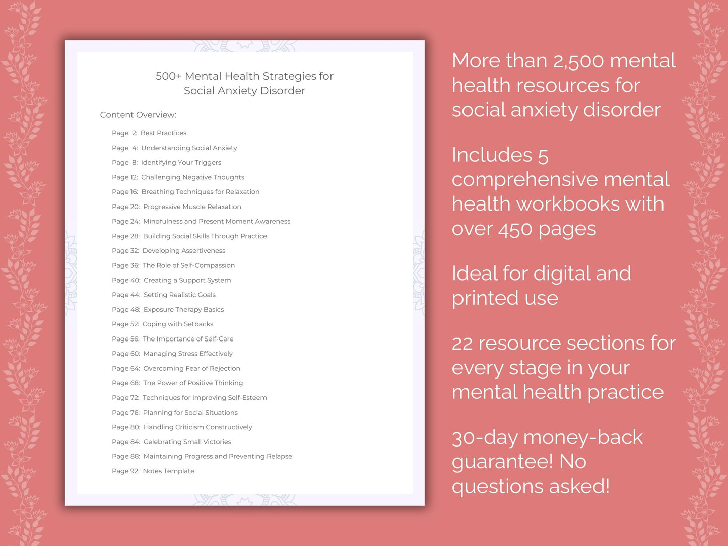 Social Anxiety Disorder Mental Health Counseling Templates