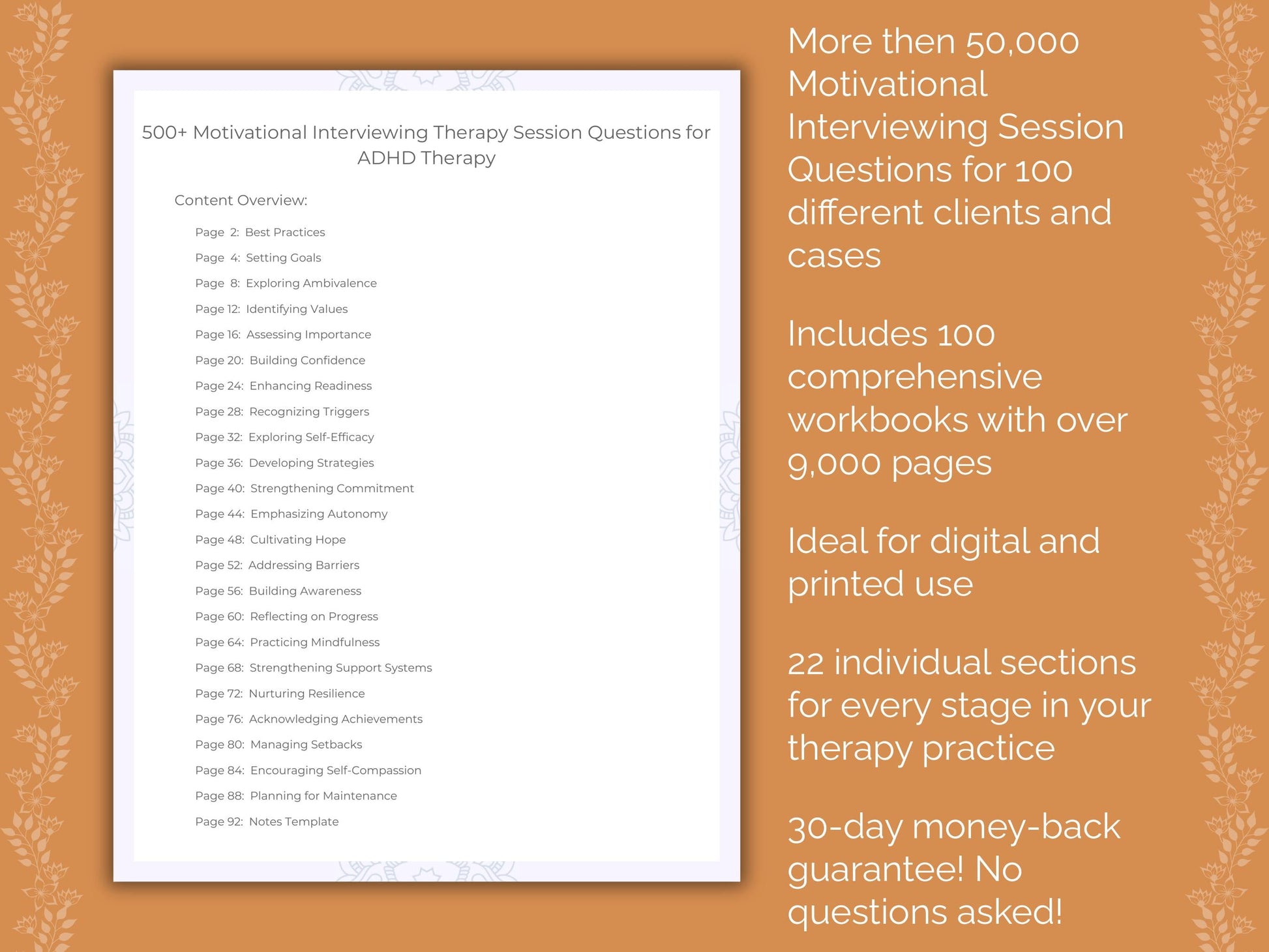 Motivational Interviewing Therapy Session Questions Counseling Templates