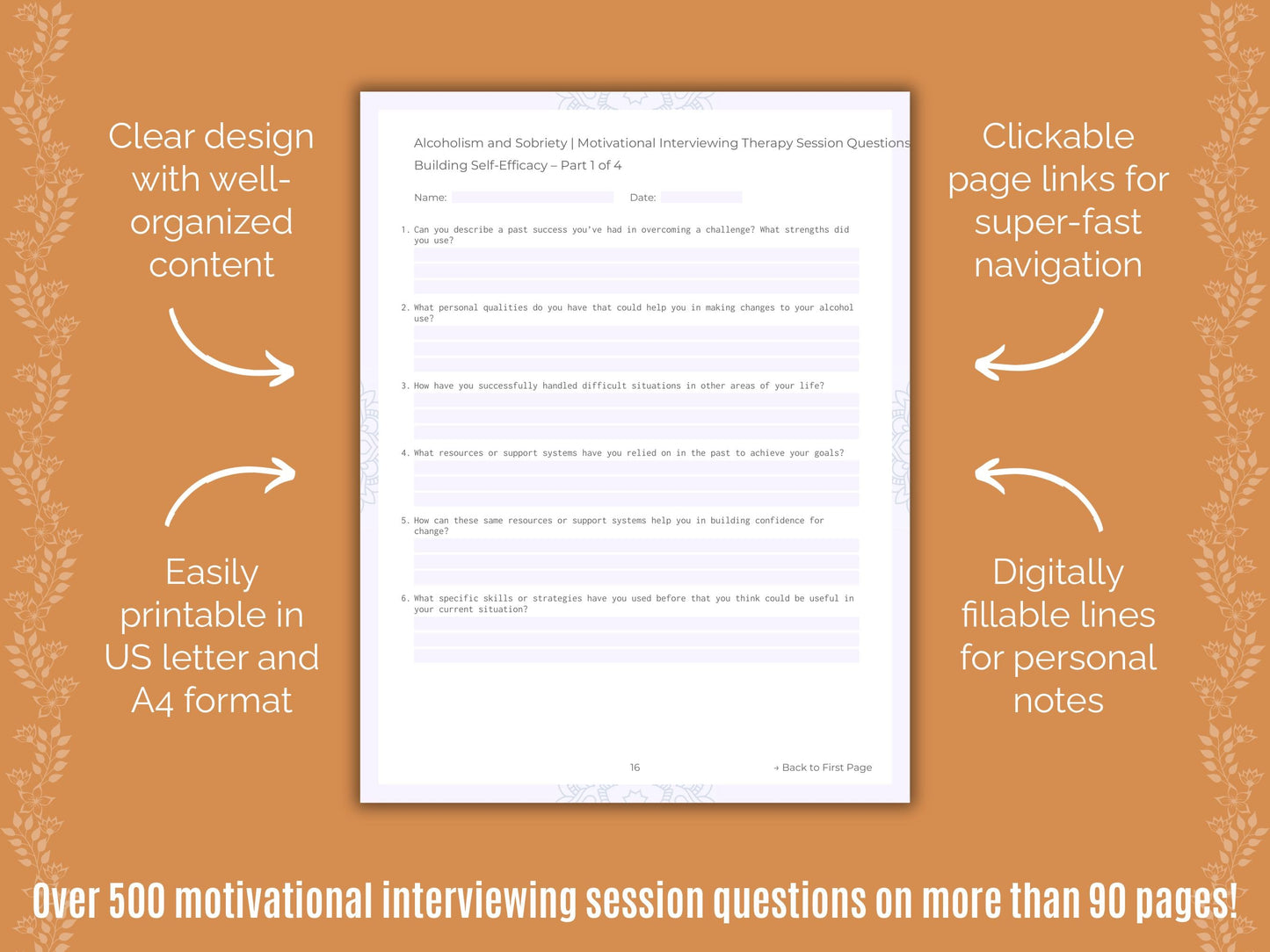 Alcoholism and Sobriety Motivational Interviewing Counseling Templates