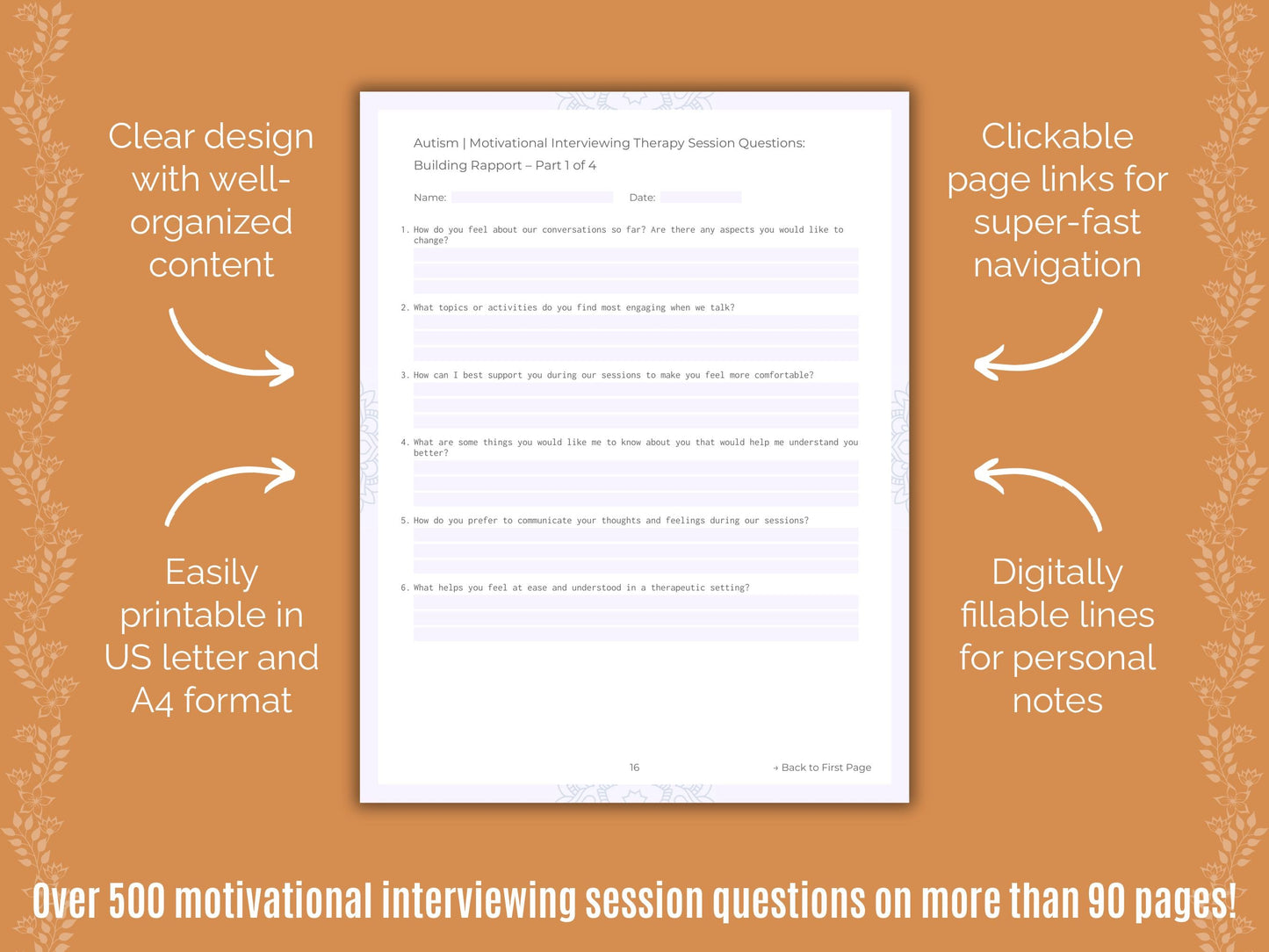 Autism Spectrum Disorder Motivational Interviewing Counseling Templates