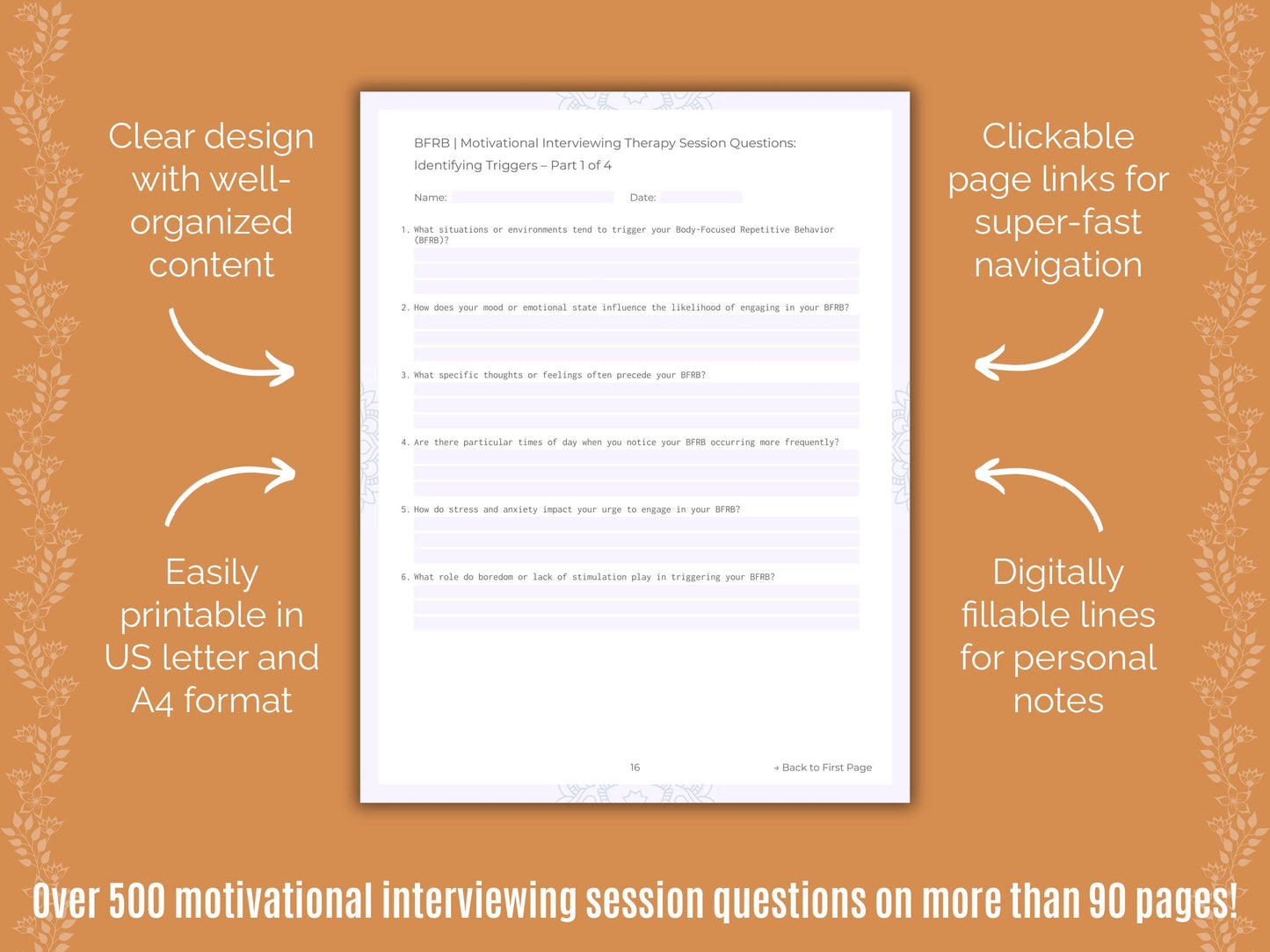 Body-Focused Repetitive Behavior (BFRB) Motivational Interviewing Counseling Templates