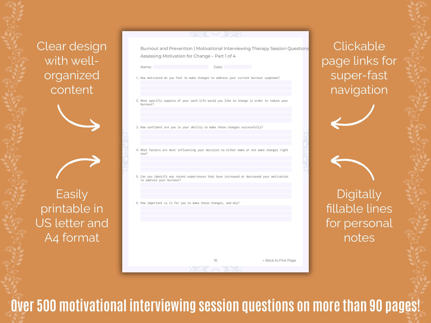 Burnout and Prevention Motivational Interviewing Counseling Templates