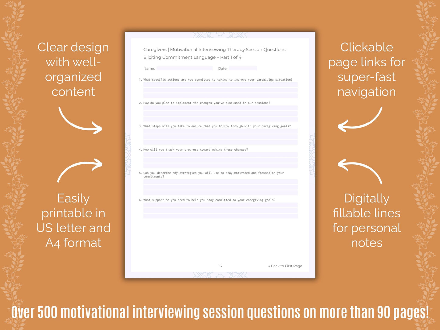 Caregivers Motivational Interviewing Counseling Templates