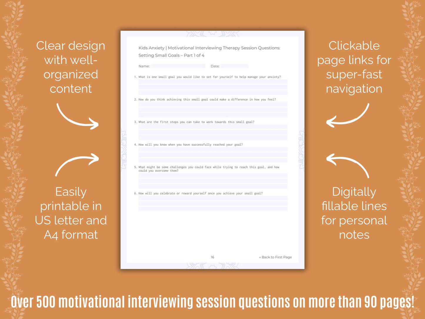 Kids Anxiety Motivational Interviewing Counseling Templates