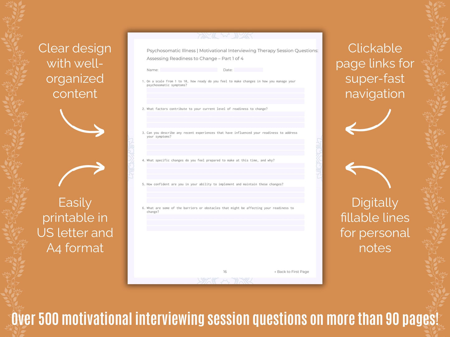 Psychosomatic Illness Motivational Interviewing Counseling Templates