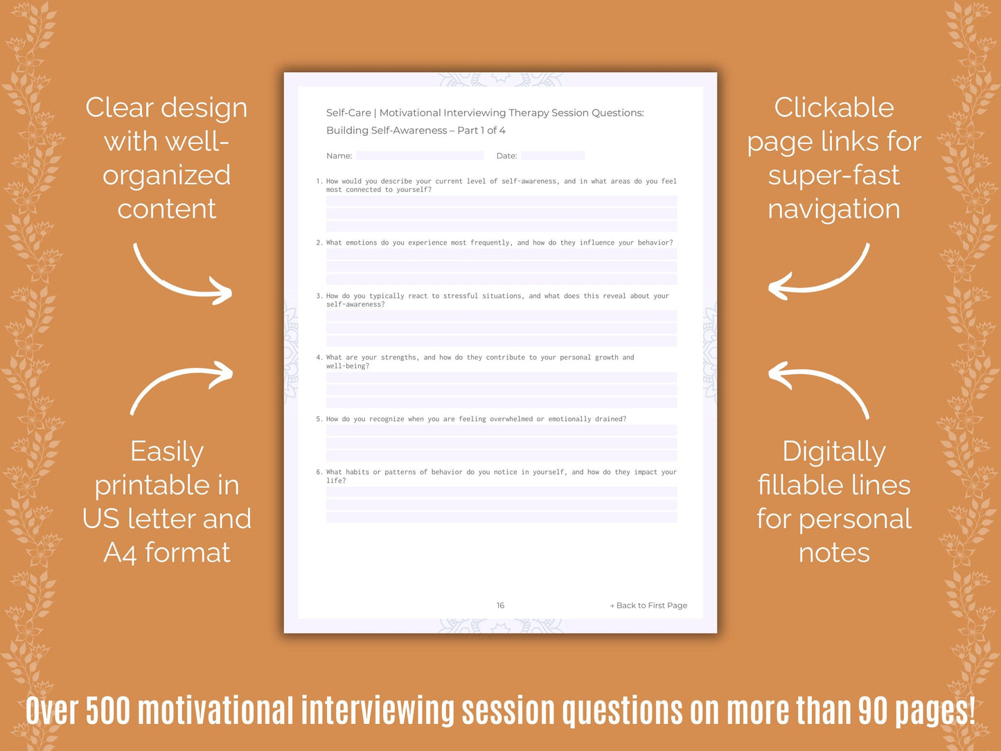 Self-Care Motivational Interviewing Counseling Templates