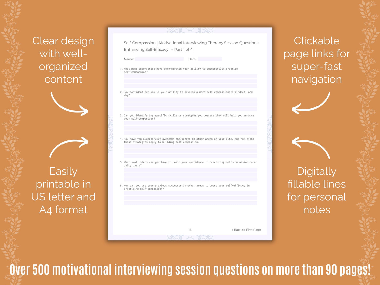 Self-Compassion Motivational Interviewing Counseling Templates