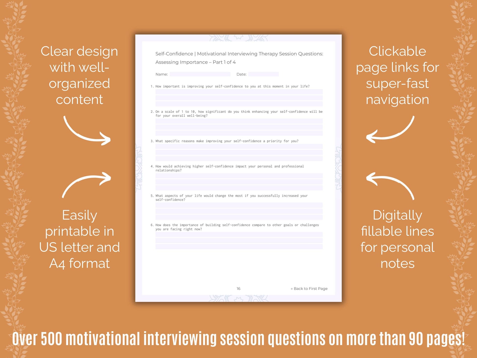 Self-Confidence Motivational Interviewing Counseling Templates