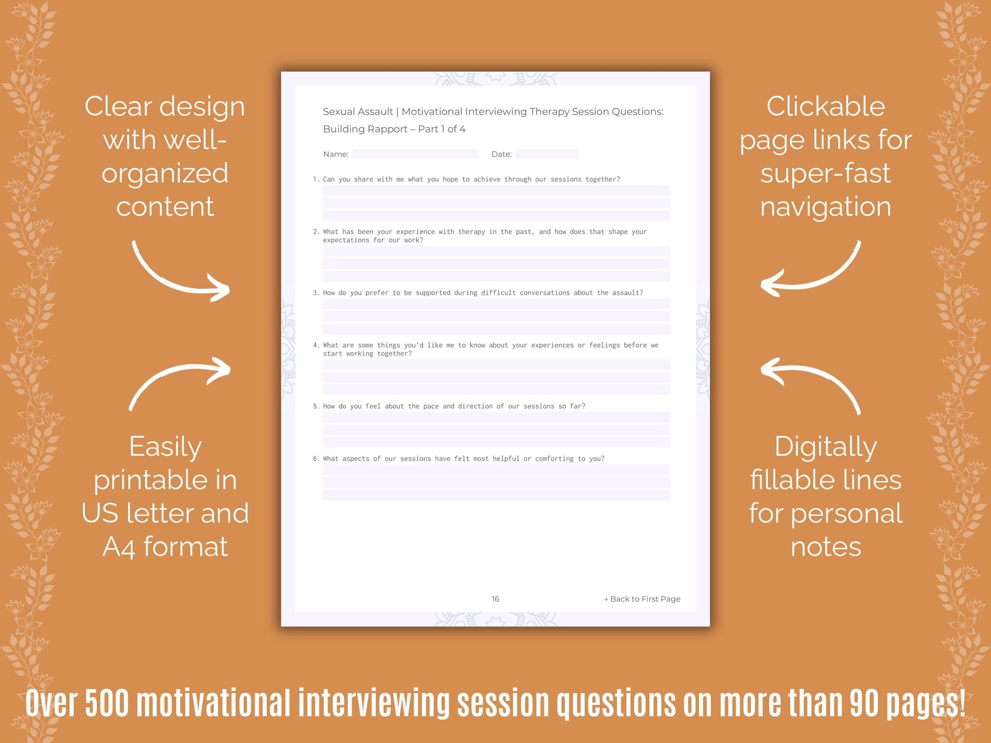 Sexual Assault Motivational Interviewing Counseling Templates