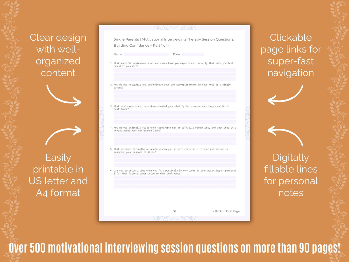 Single Parents Motivational Interviewing Counseling Templates