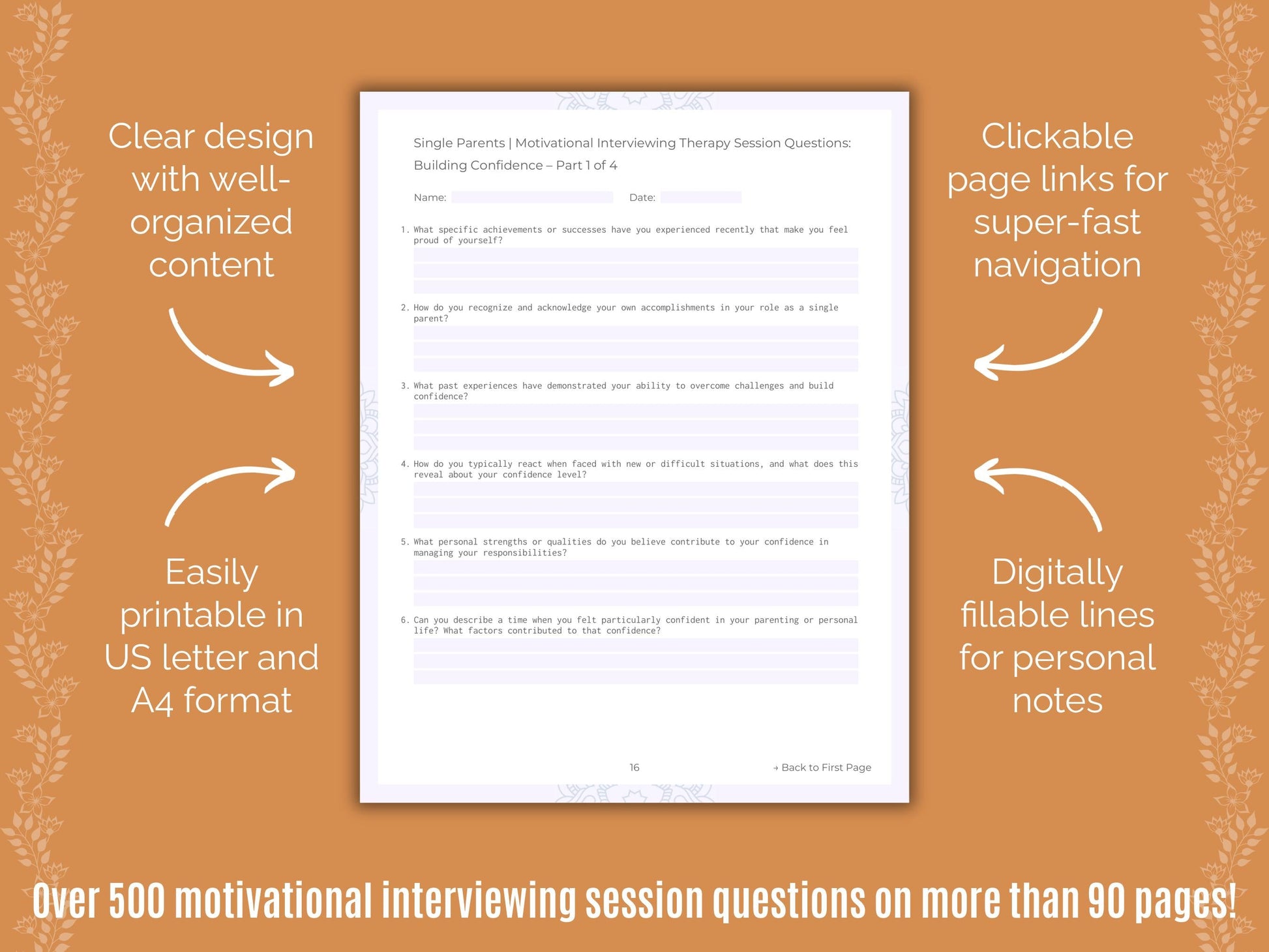 Single Parents Motivational Interviewing Counseling Templates