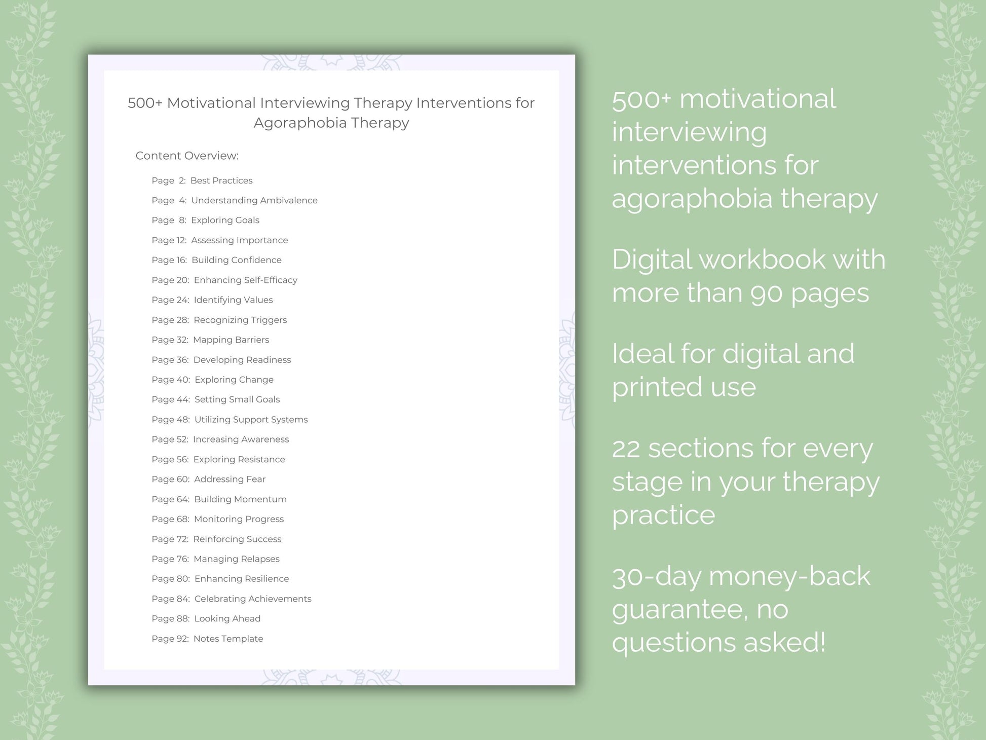 Agoraphobia Motivational Interviewing Therapist Worksheets