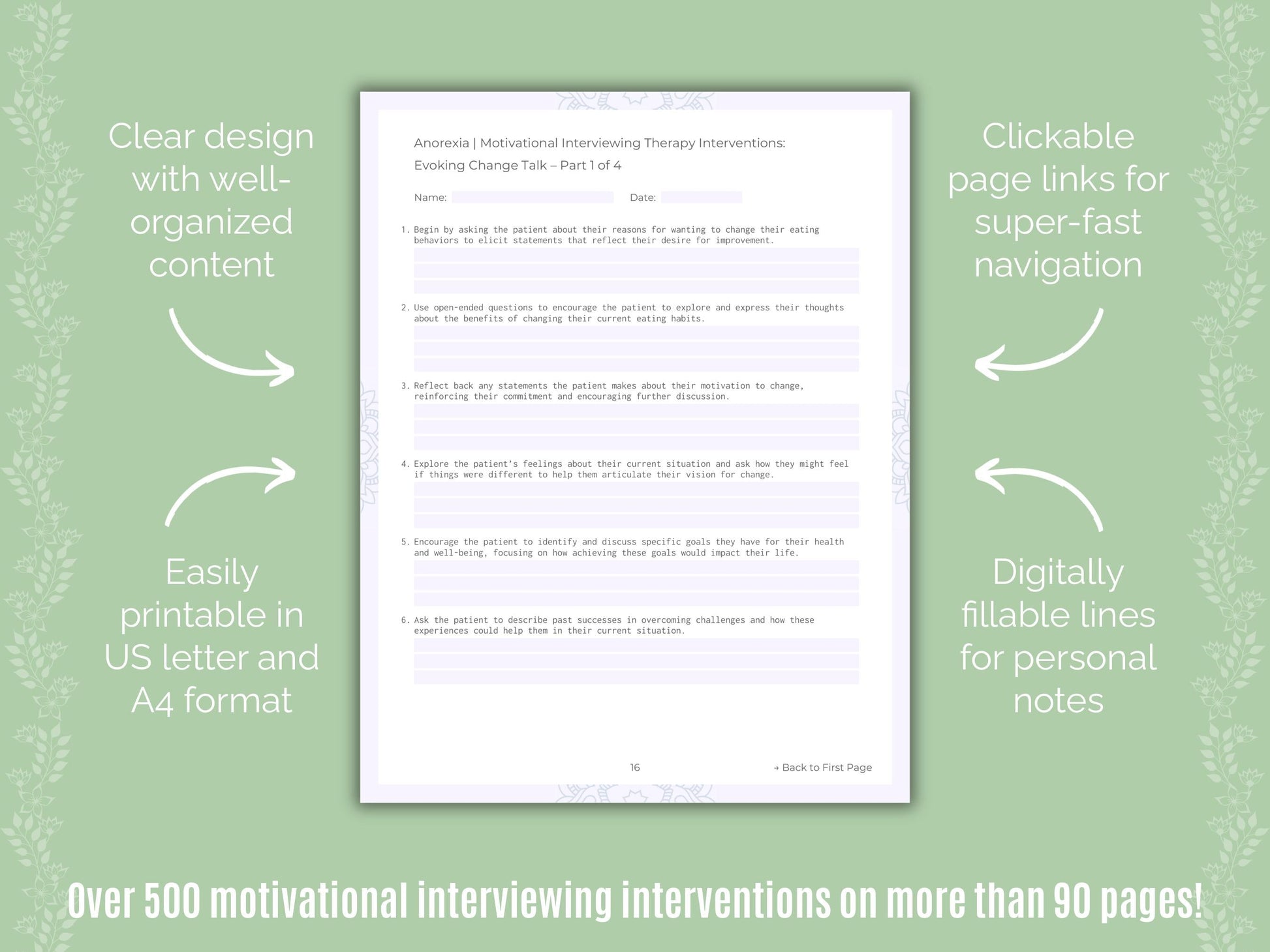 Anorexia Motivational Interviewing Counseling Templates