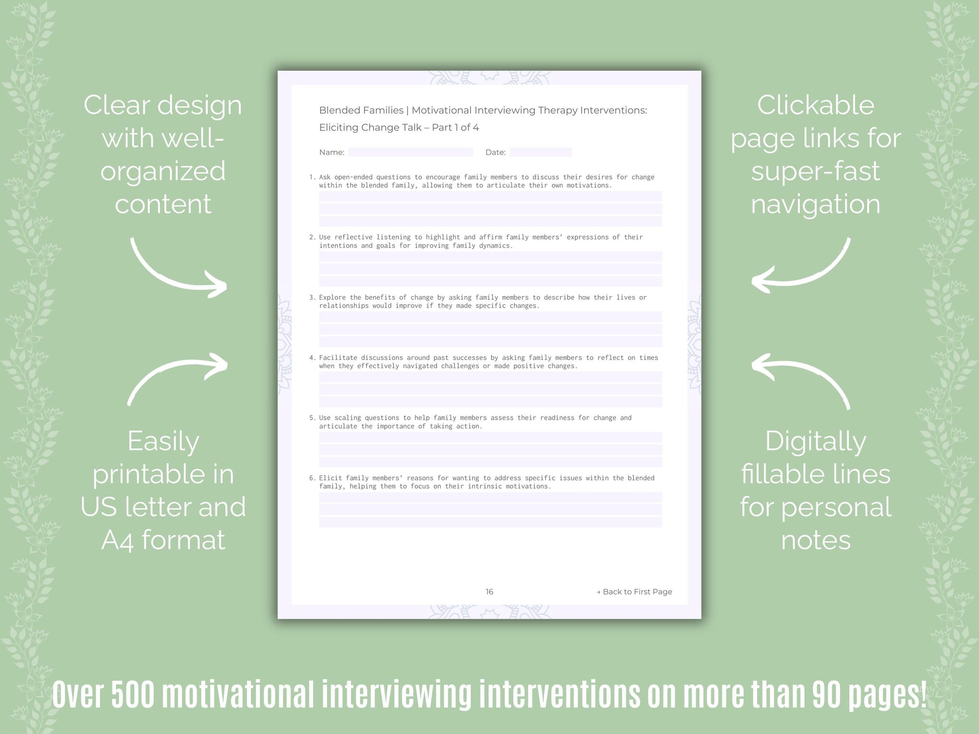 Blended Families Motivational Interviewing Counseling Templates