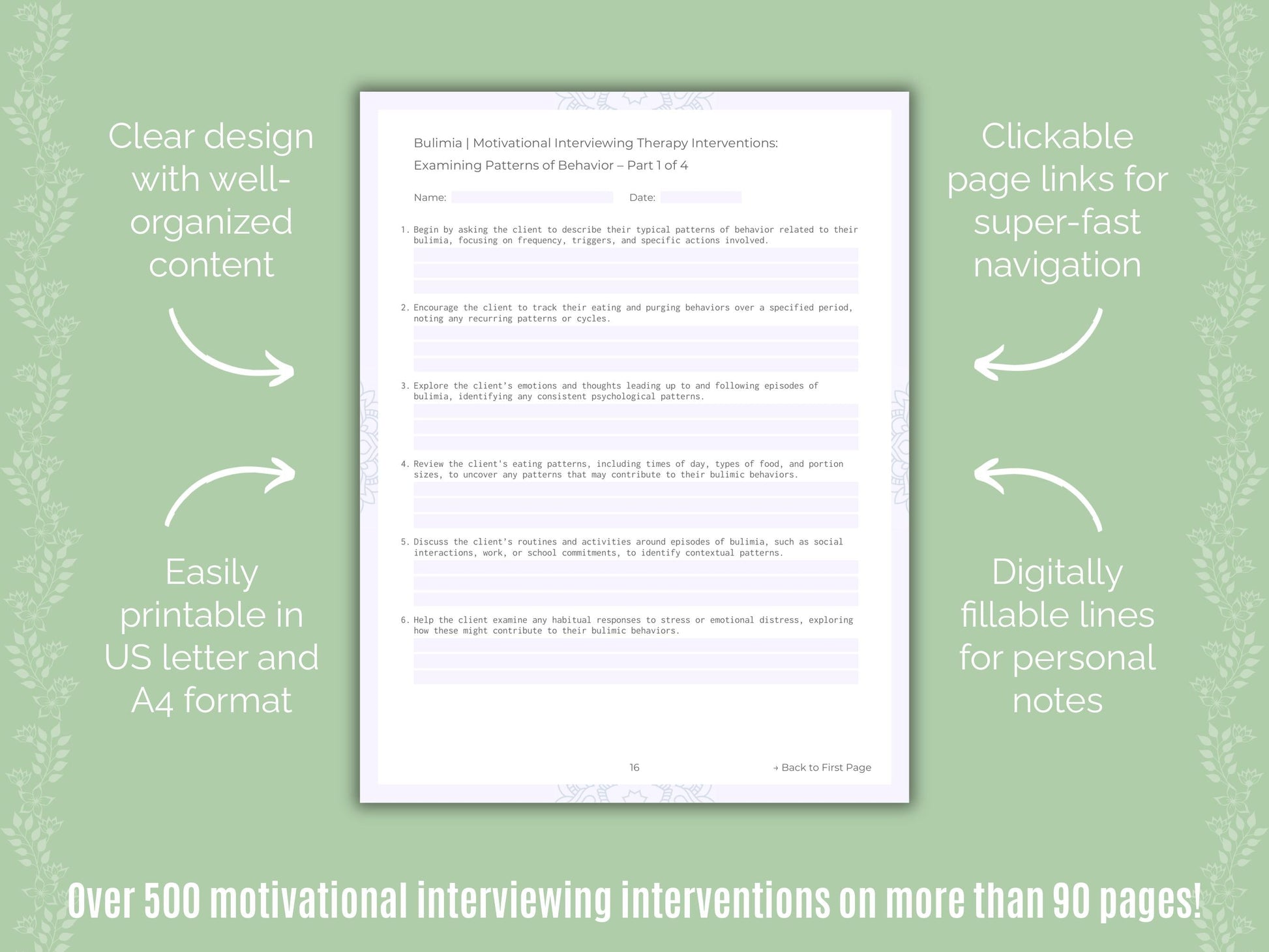 Bulimia Motivational Interviewing Counseling Templates