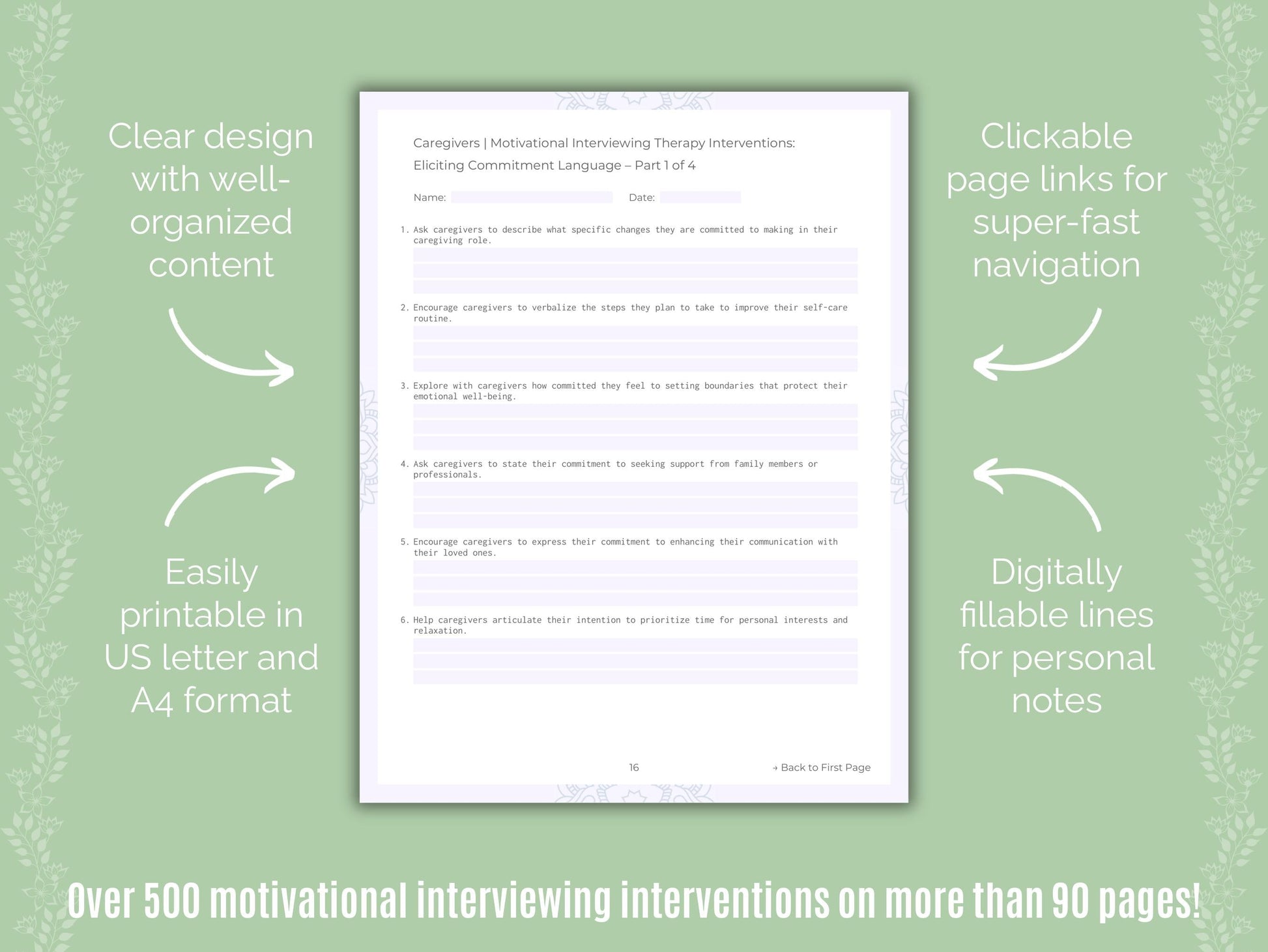 Caregivers Motivational Interviewing Counseling Templates