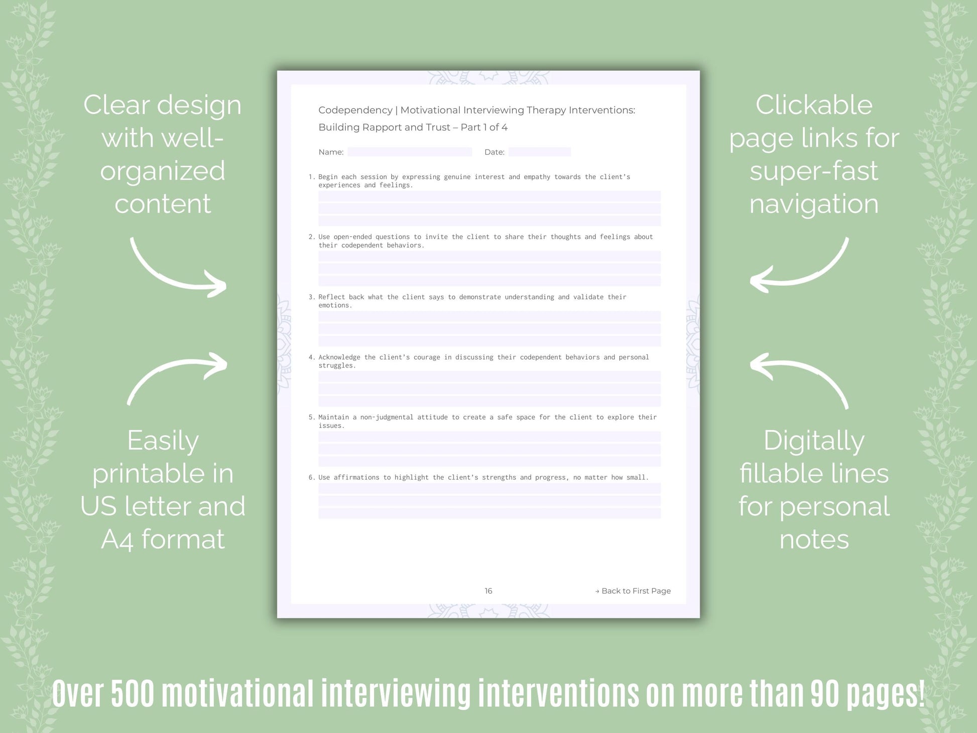 Codependency Motivational Interviewing Counseling Templates