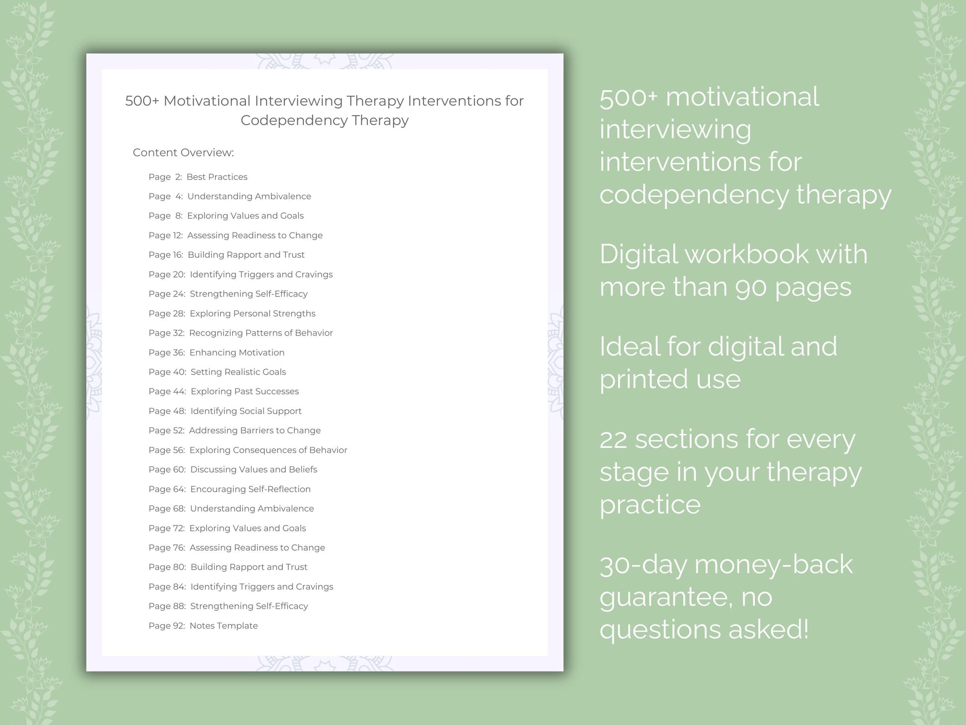 Codependency Motivational Interviewing Therapist Worksheets