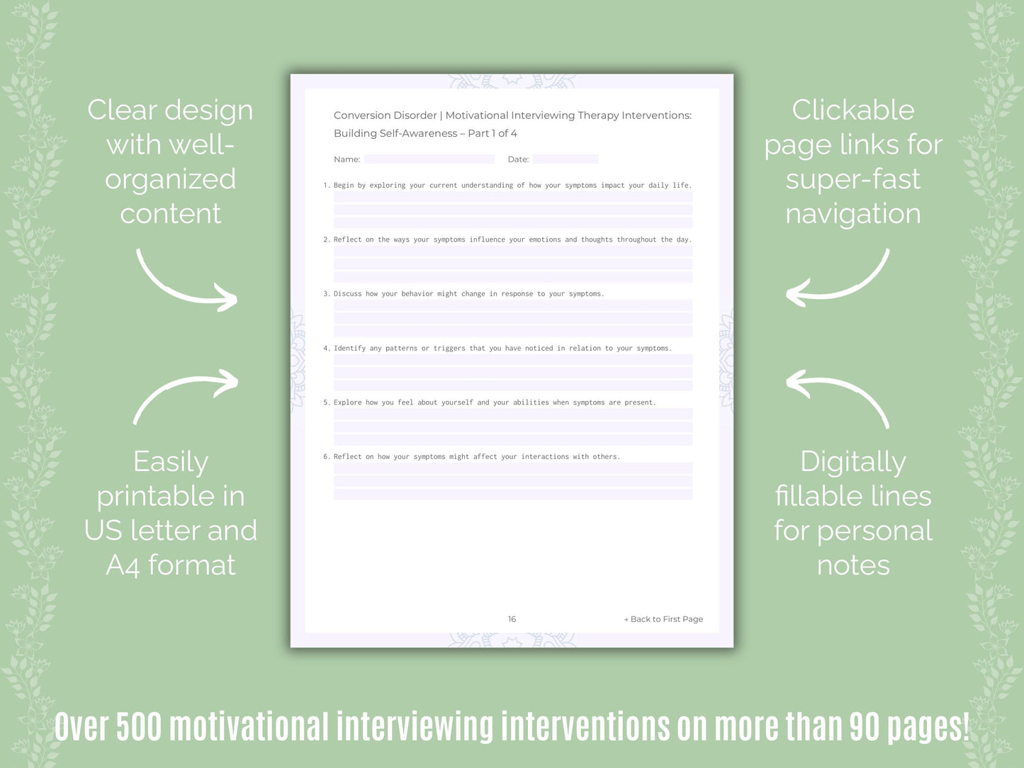 Conversion Disorder Motivational Interviewing Counseling Templates