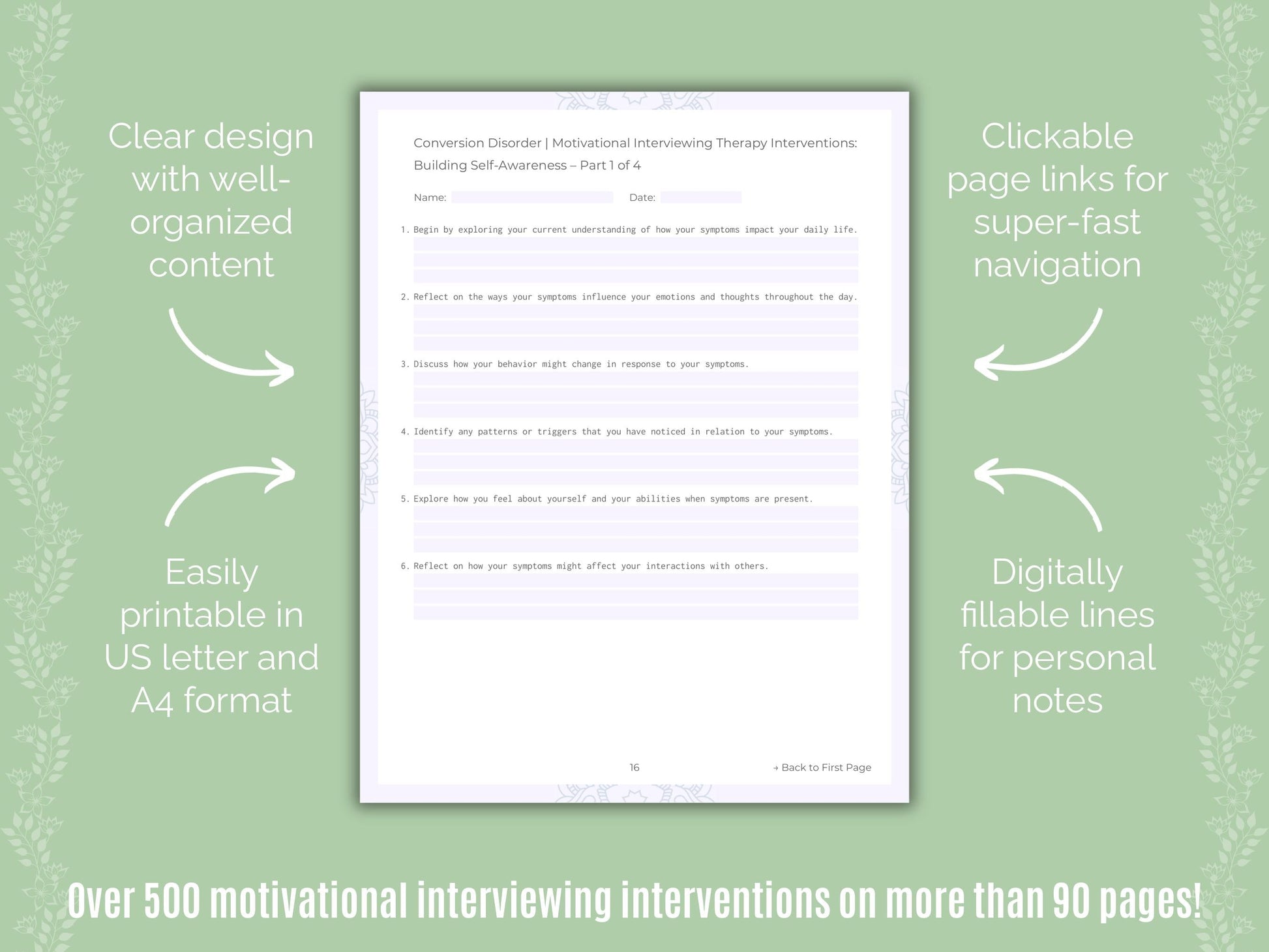 Conversion Disorder Motivational Interviewing Counseling Templates