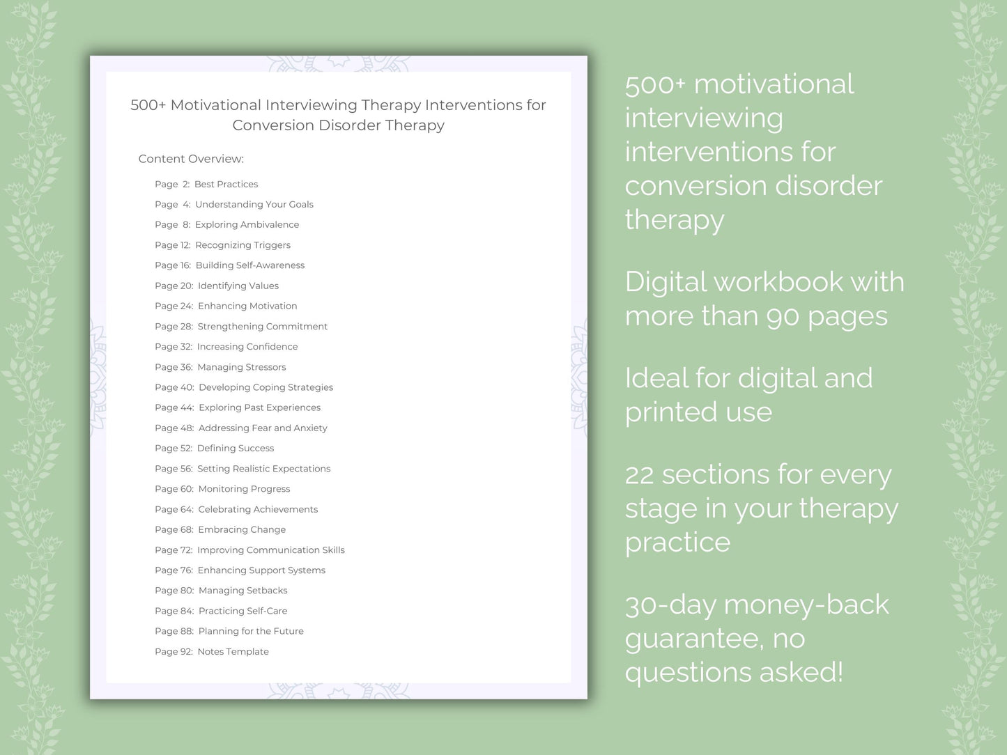 Conversion Disorder Motivational Interviewing Therapist Worksheets