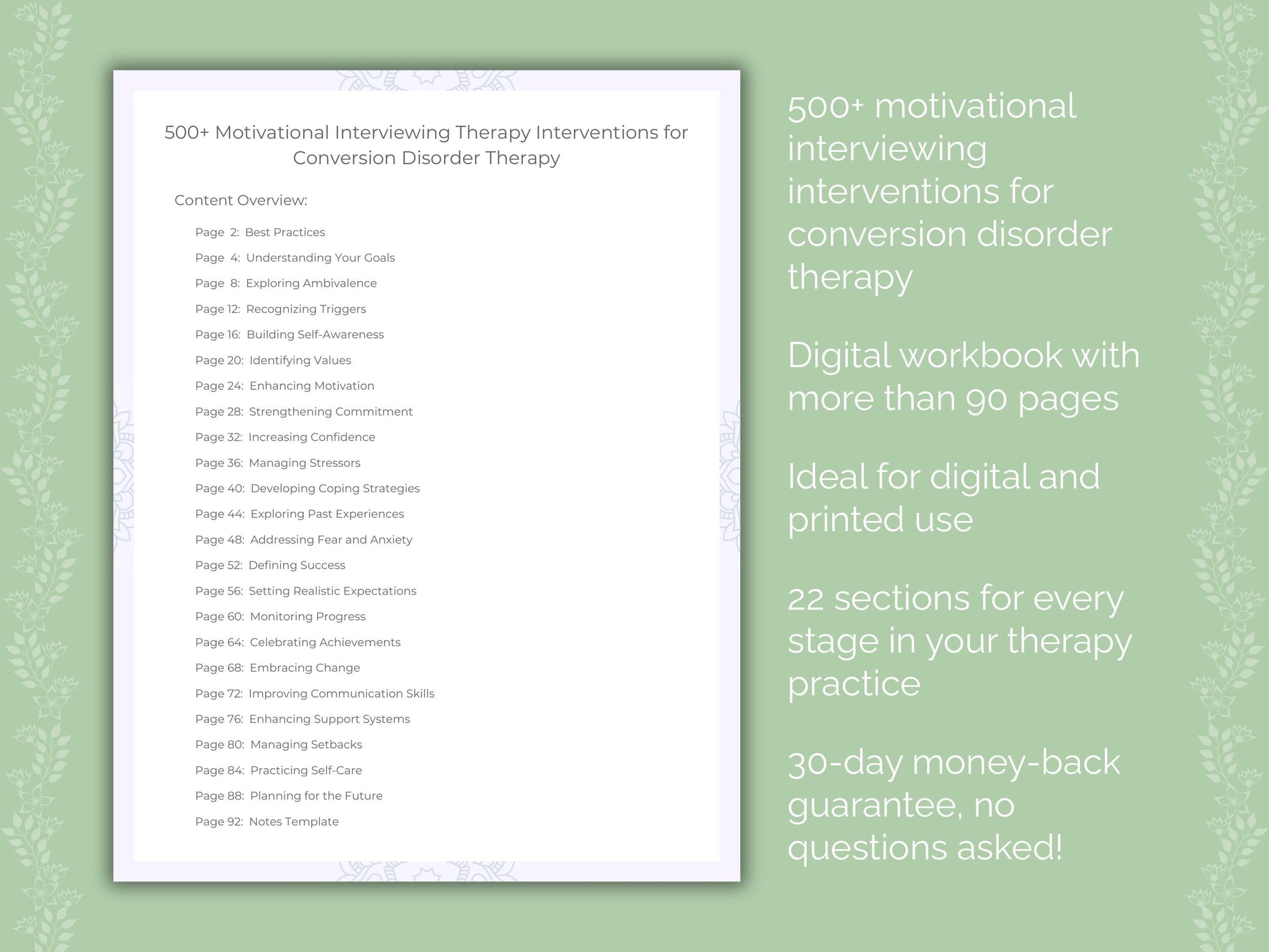 Conversion Disorder Motivational Interviewing Therapist Worksheets