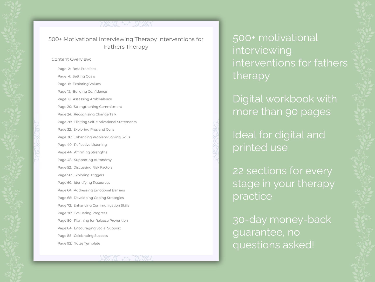 Fathers Motivational Interviewing Therapist Worksheets