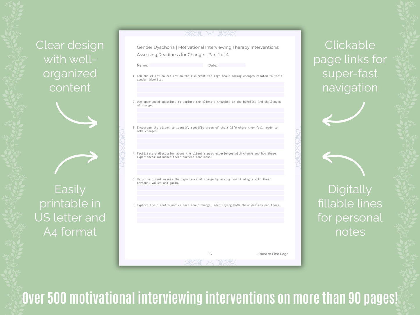Gender Dysphoria Motivational Interviewing Counseling Templates