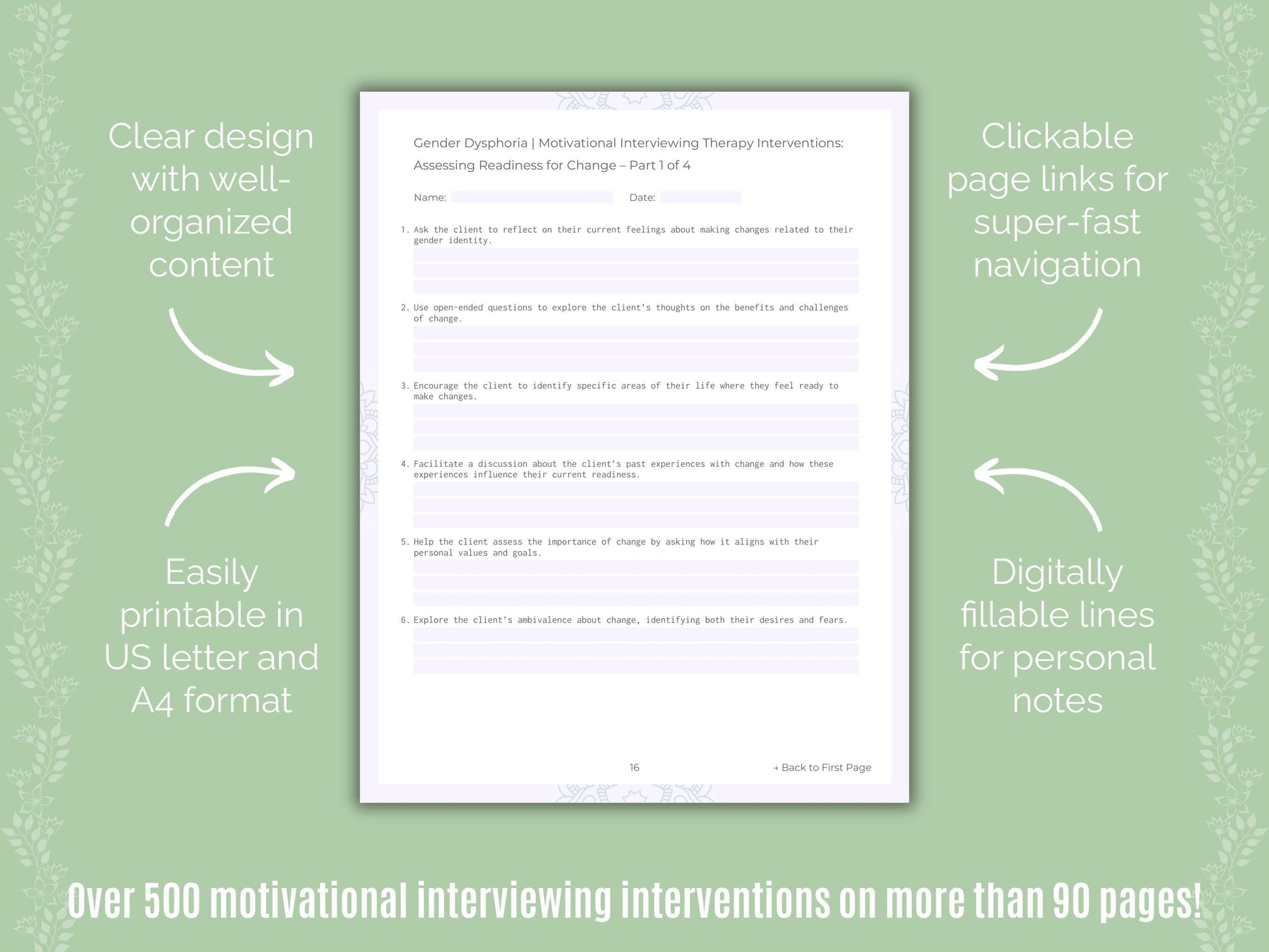 Gender Dysphoria Motivational Interviewing Counseling Templates