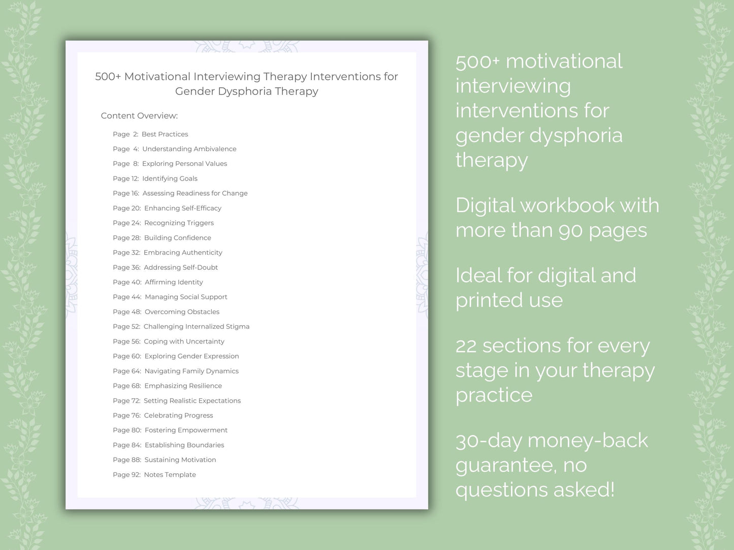 Gender Dysphoria Motivational Interviewing Therapist Worksheets