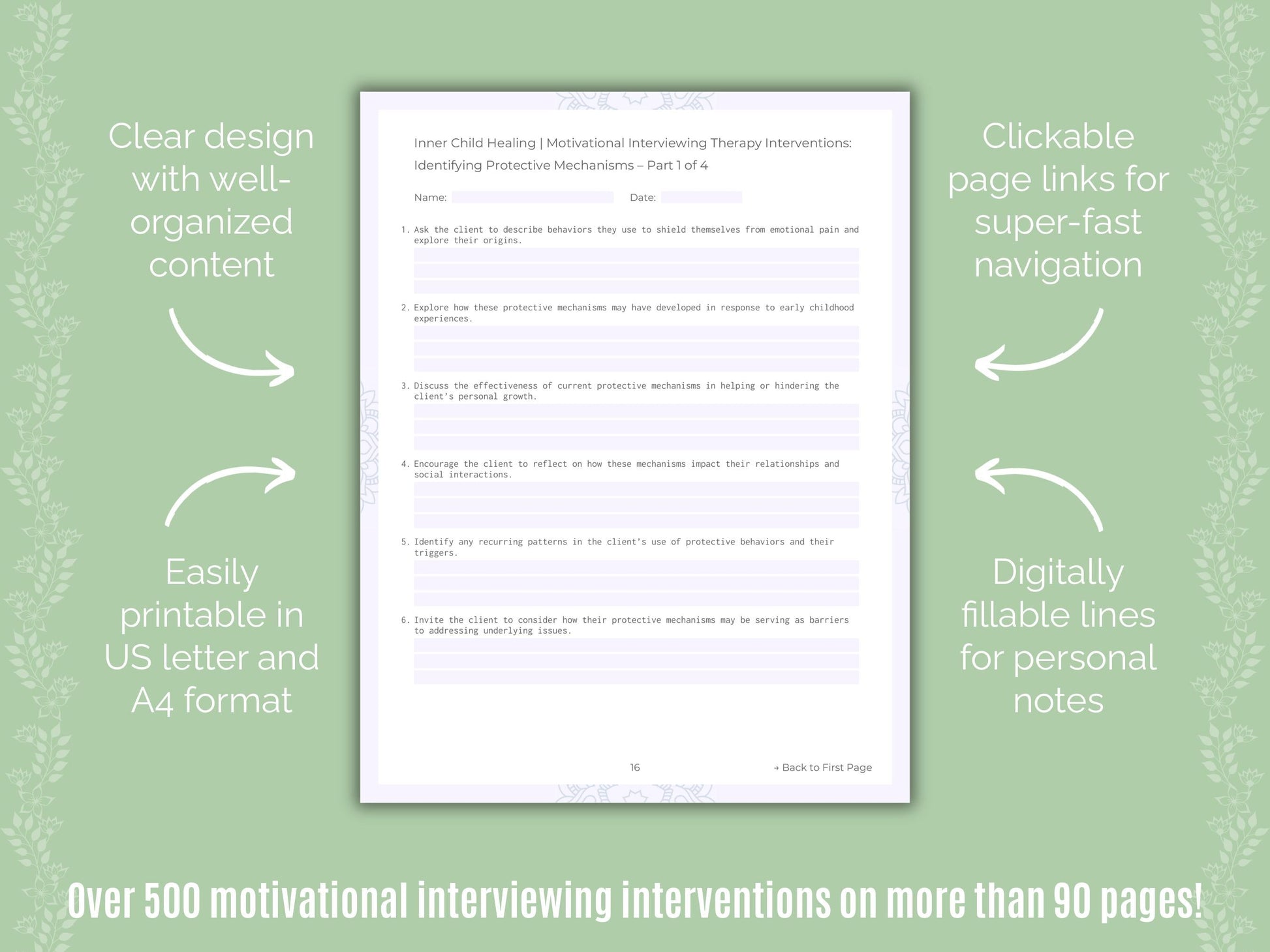 Inner Child Healing Motivational Interviewing Counseling Templates
