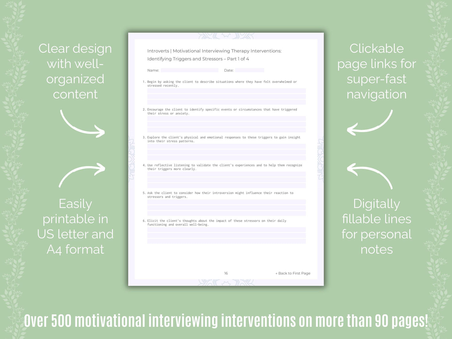 Introversion Motivational Interviewing Counseling Templates