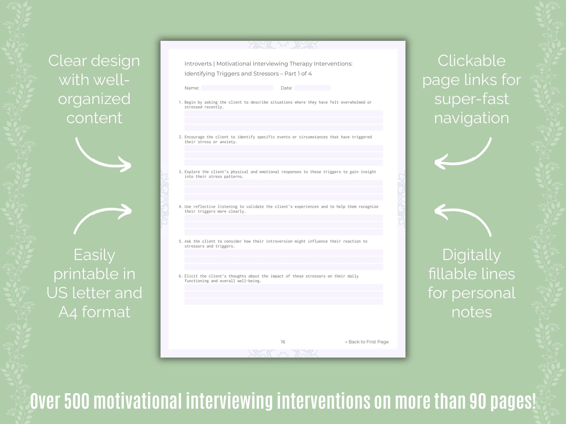 Introversion Motivational Interviewing Counseling Templates