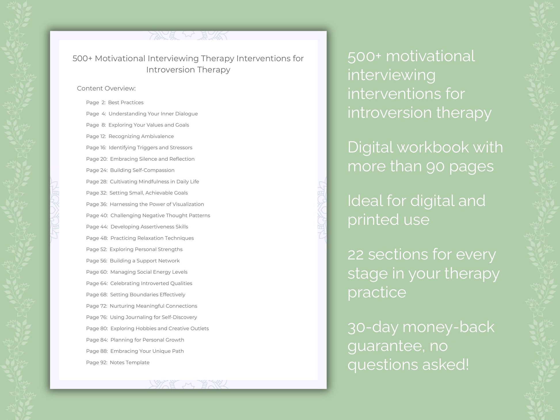 Introversion Motivational Interviewing Therapist Worksheets